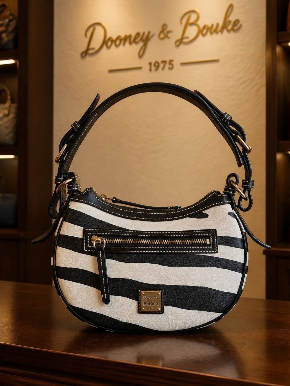 Dooney & Bourke Archives 2007 Crescent Hobo in Zebra.